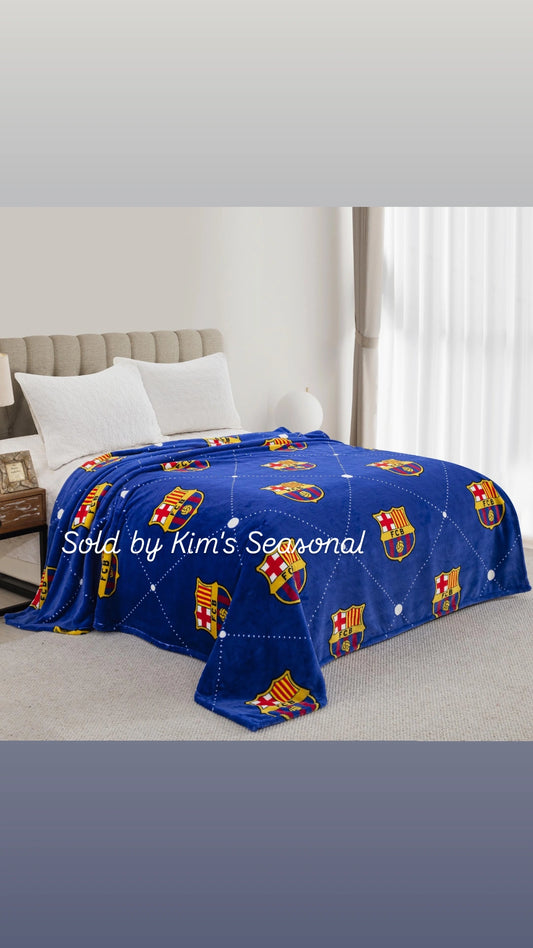 FCBarcelona Super Plush Blanket 1 Ply w/Ribbon